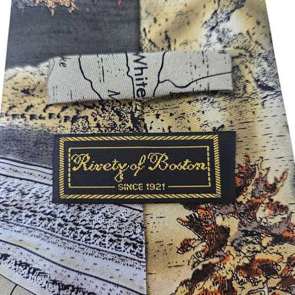 RIVETZ OF BOSTON 100% Silk Neck Tie New Hampshire Landmarks Hand Made Scenery - Picture 5 of 8
